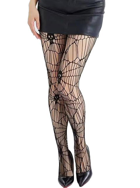 Artistic Skull Pattern Fishnet Tights For Edgy Streetwear Hello.LA.Girl